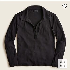 NWT J.Crew Ribbed Polo T-shirt Long Sleeve ~ Black ~ Sz XXS